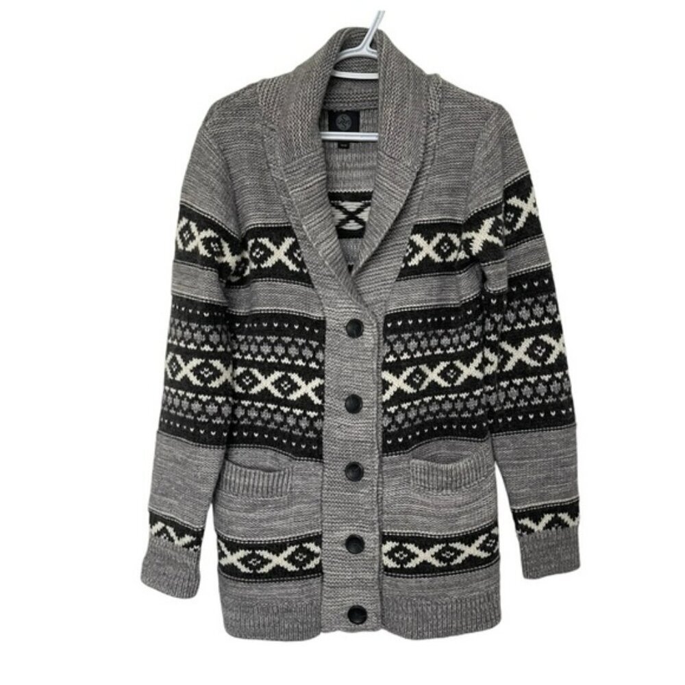 Sansara Gray Nordic Wool Blend Knit Cardigan US M